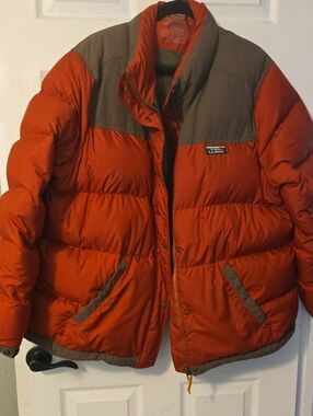 L.L. Bean Womens  Orange & Brown  Puffer Jacket